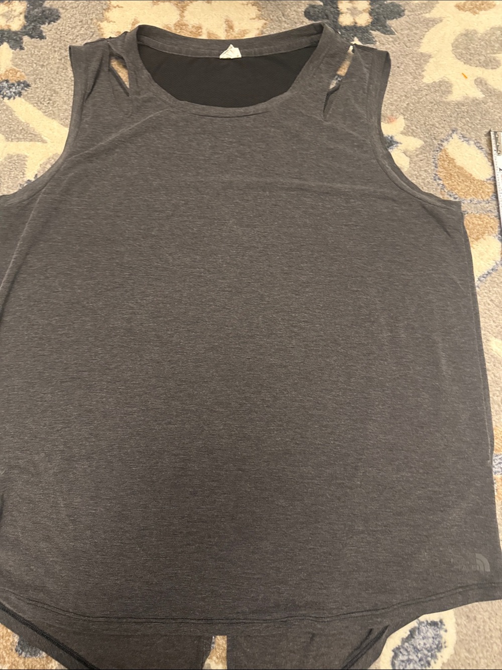 The North Face Charcoal Gray Sleeveless Athletic Tank Top cut out back